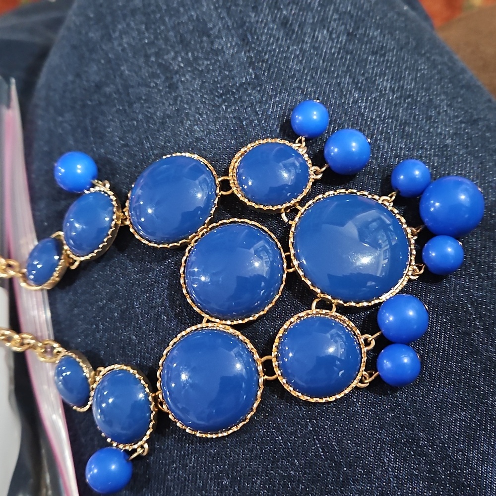 3  Sugarfix Blue and Brown Statement Necklaces Costume Wood And Lucite - Picture 4 of 4